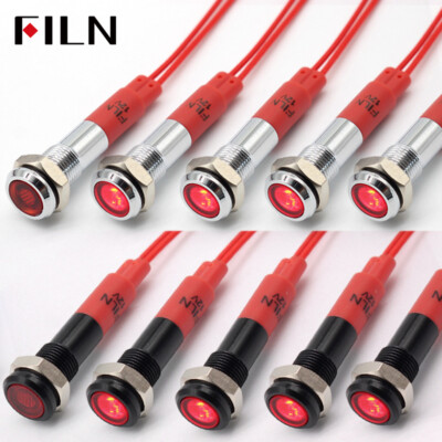 5Pcs 6MM(1/4  ) 12V LED Indicator Light Mini Cooper Waterproof IP67 Pilot Signal