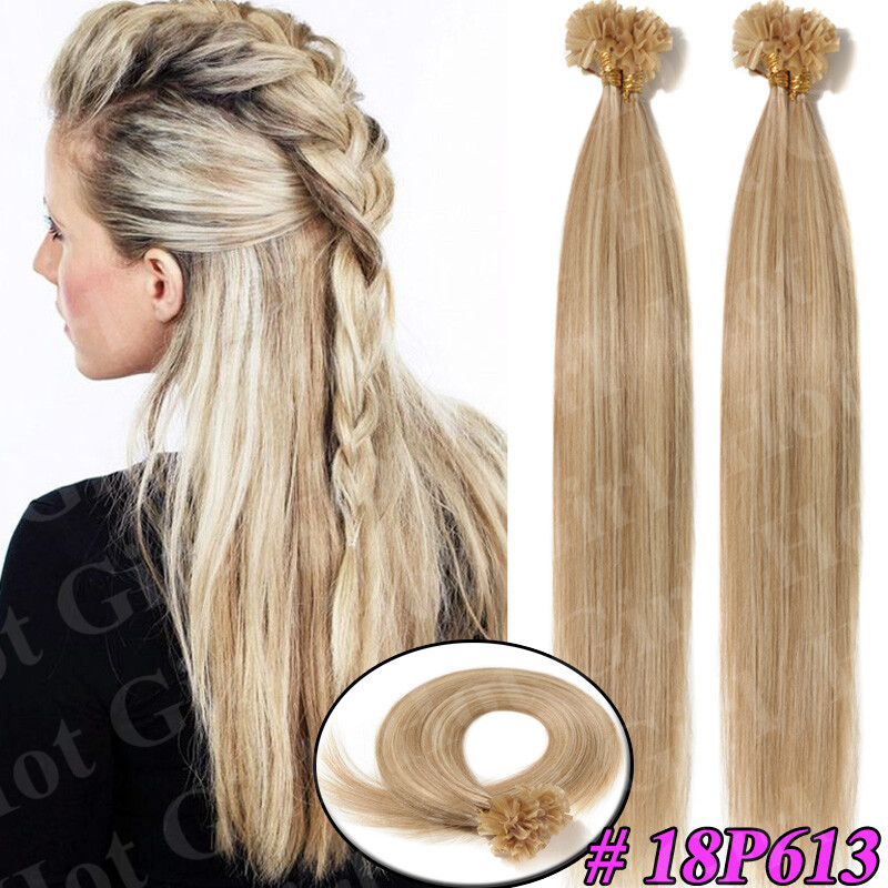 Pre Bonded Nail U Tip Thick Keratin Remy Human Hair Extensions US Highlight 1g/s