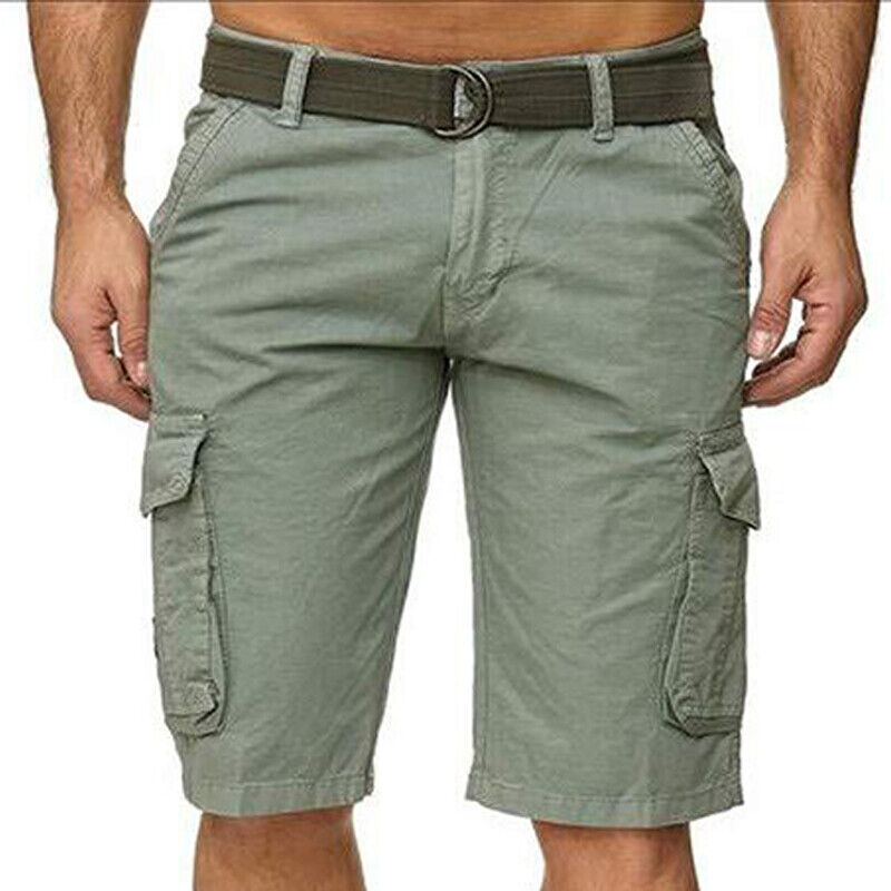 Men 3/4 Long Length Shorts Elasticat Waist Cargo Combat Three Quarter Shorts | eBay