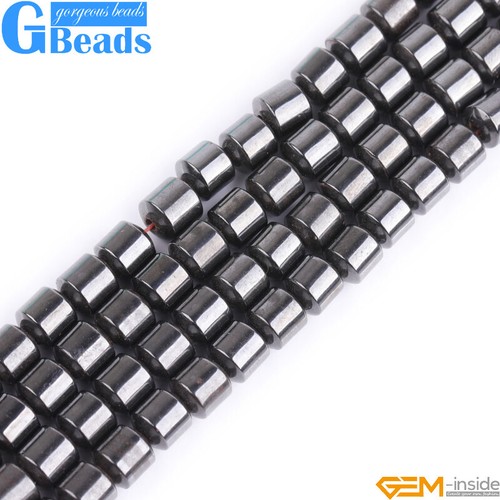 AA Natural Black Hematite Beads Column Barrel Drum Beads for Jewelry Making 15