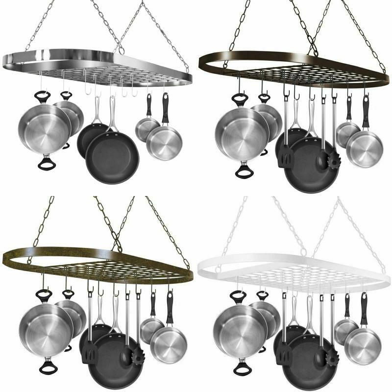 Details About Sorbus Pot And Pan Rack For Ceiling Hooks Decorative Oval Mounted Storage Rack