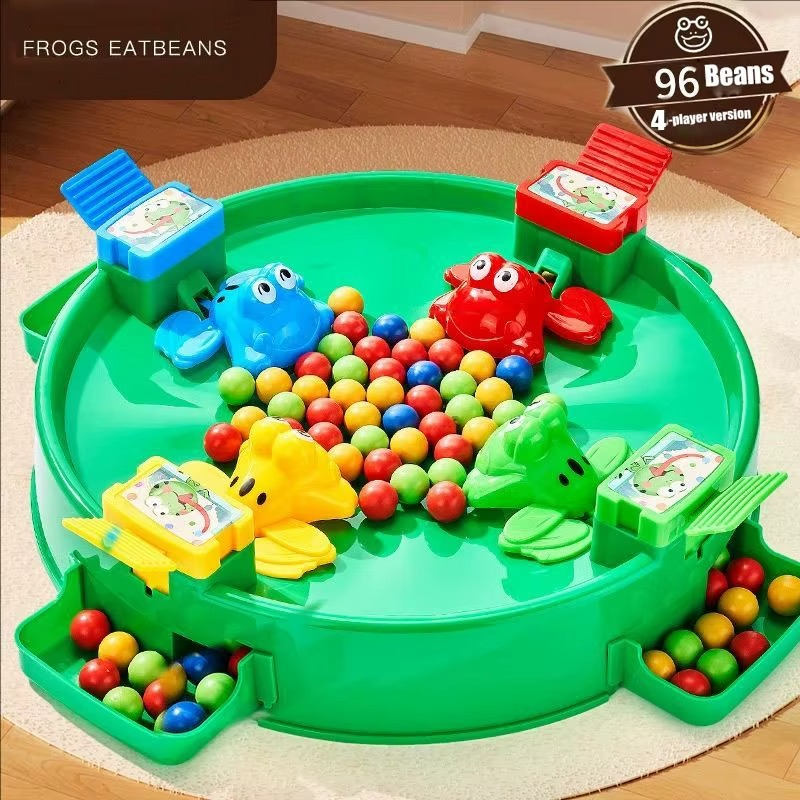 Hungry Frogs Board Game - Bean Eating Swallowing Beads Toy - Kids Games 4 Player