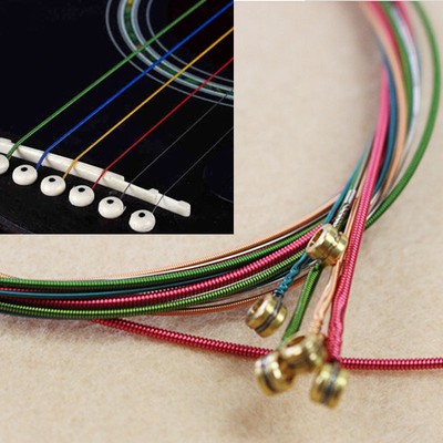 Fashion 6PcsSet Rainbow Colorful Color Strings For Acoustic Guitar