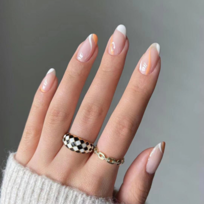 White nails with rings deals