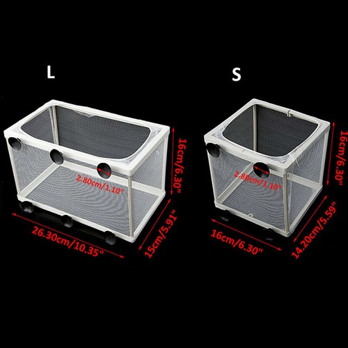 Fish Tank Aquarium Guppy Breeding Breeder Fish Baby Gauze Trap Box Isolator S/L