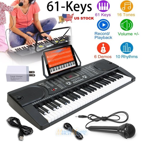 61-Key Digital Music Piano Keyboard Kids Electronic Musical Instrument & Stand