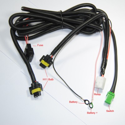 Relay Wiring Harness Switch Wire H11 For Nissan Add-On Fog ... angel eyes wiring harness kit 