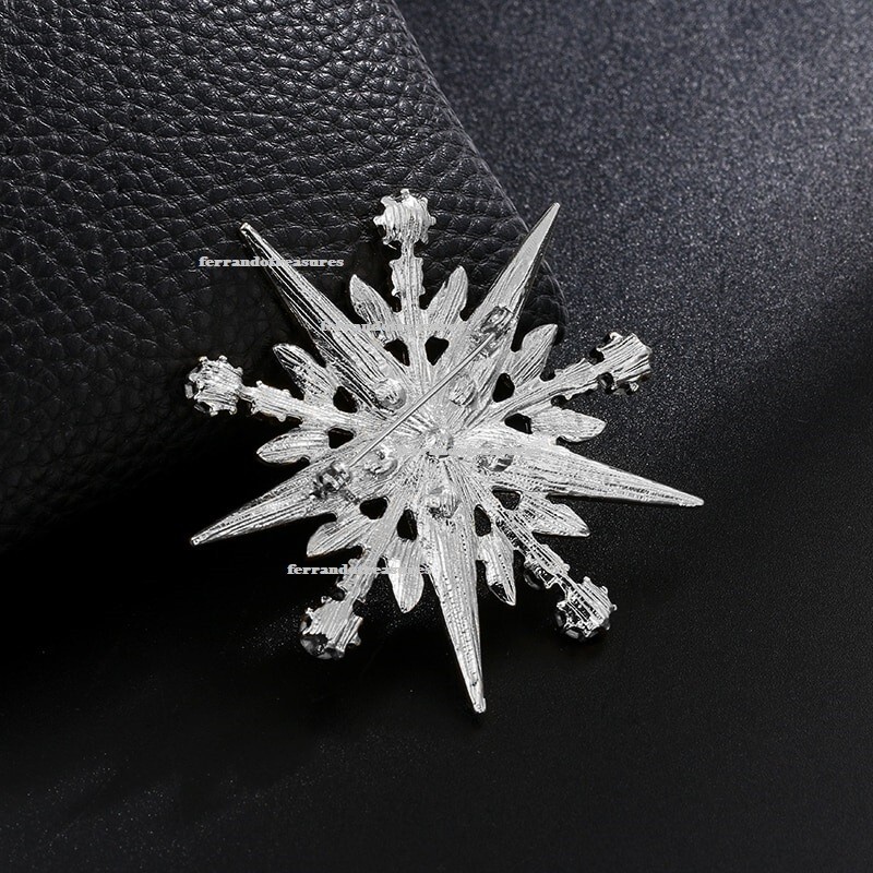 Star of Bethlehem Crystal Rhinestone Christmas Brooch Pin Blue Velvet Bag VIDEO