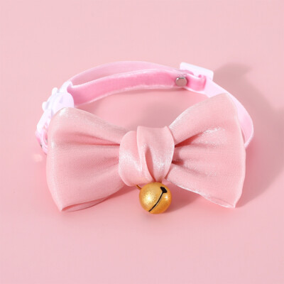 Pet Cat Teddy Dog Velvet Princess Adjustable Bowknot Collar Bell Bow Tie Chain