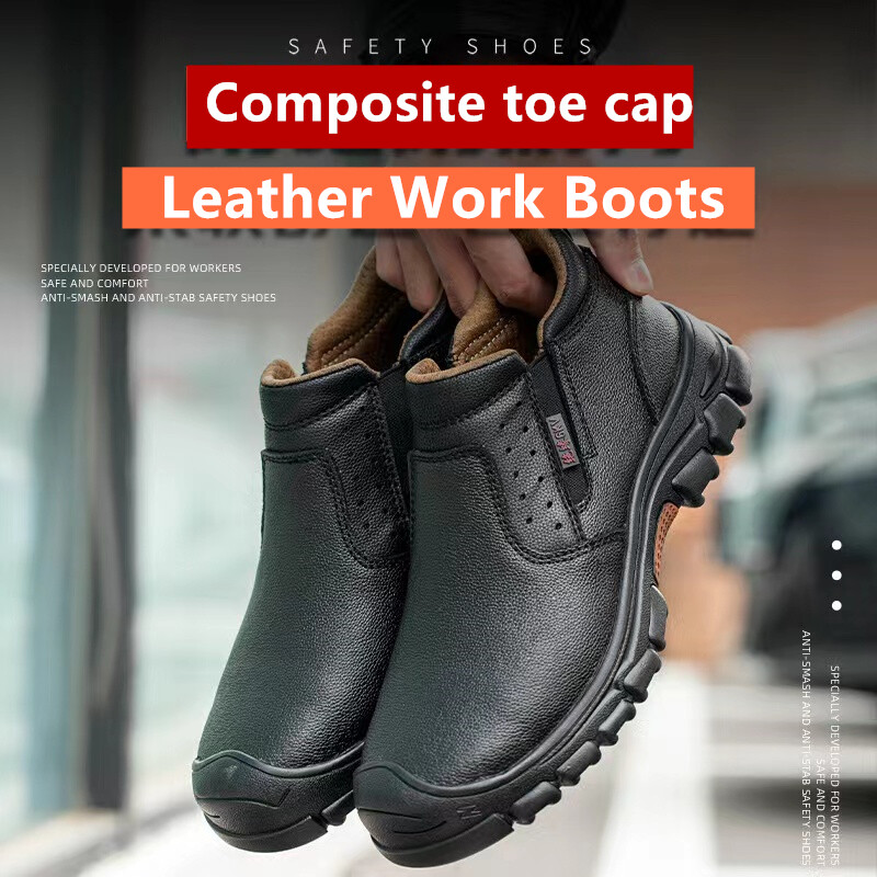 Indestructible Mens Composite Toe Safety Shoes Waterproof Leather Boots Non Slip