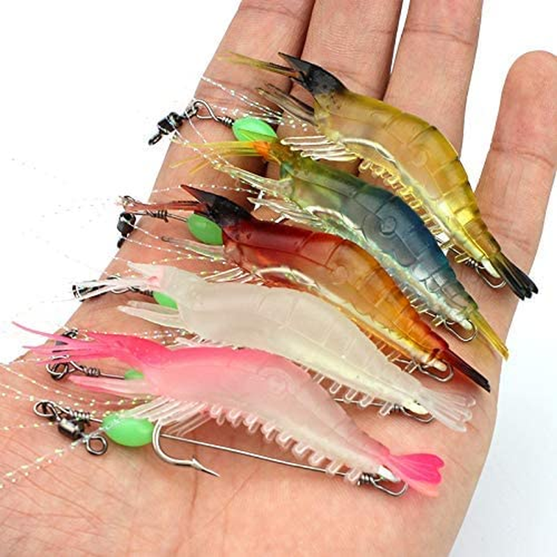 Señuelos De Pesca De Agua Cebos Silicona Con Ganchos Para Camarones - 5 PACK