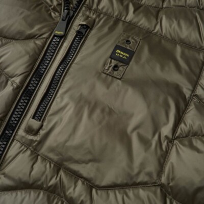 Pre-owned Blauer Men's  Onda Wawe Glossy Nylon Puffer Jacket Green Pine Ai24 In Green Pine Cone