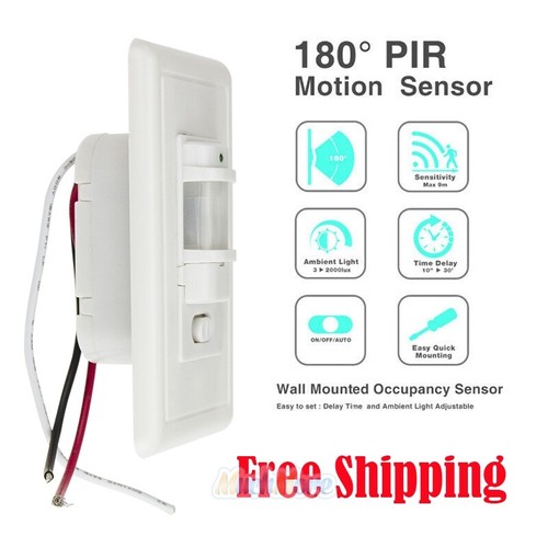 AC110V PIR Indoor Motion Sensor Light Switch Wall Occupancy Detector Auto On/Off