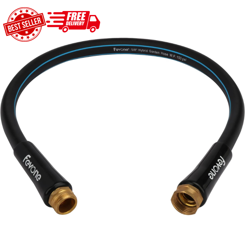 3 Ft Lead-in Short Hose, 5/8 Heavy Duty Water Hose Black