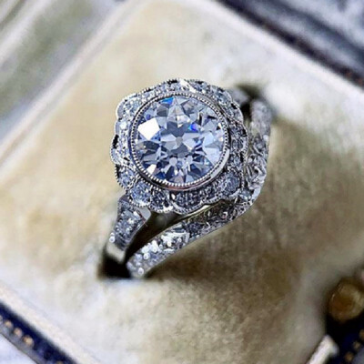 Fashion 2pcs/set 925 Silver Ring Cubic Zircon Women Anniversary Jewelry Sz 6-10