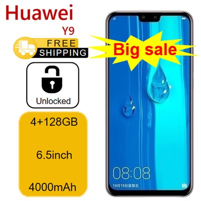Unlocked Huawei Y9 4+128GB Kirin710 Octa Core 13MP Rear Dual Camera Smartphone