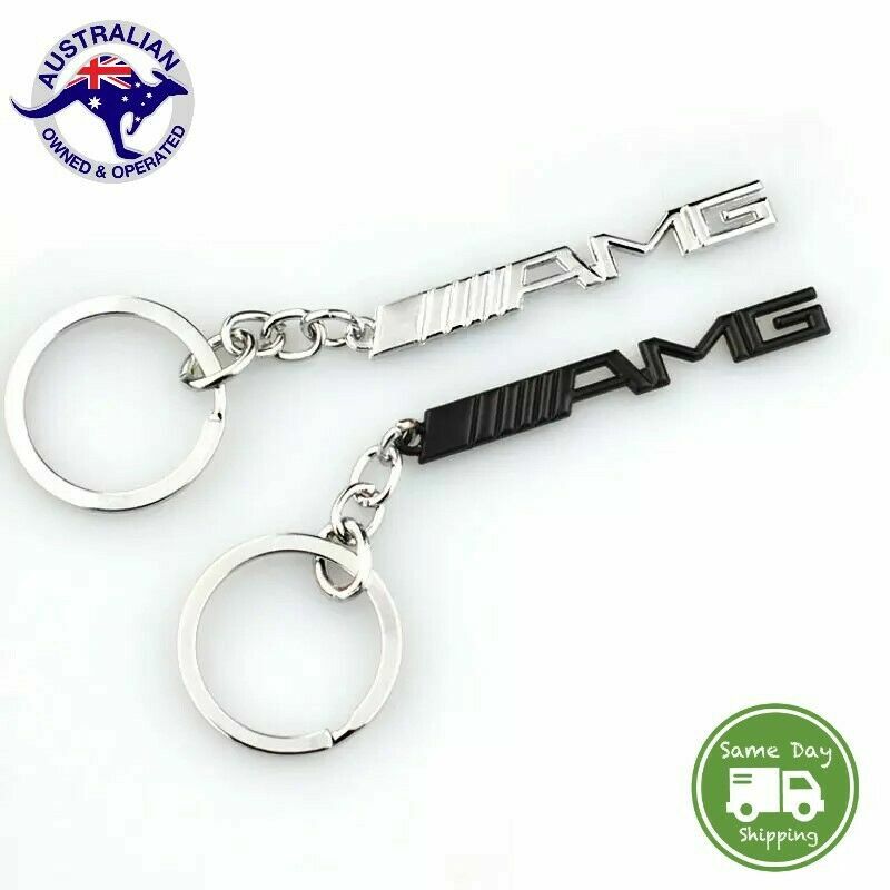 1x AMG CHROME/BLACK KEY Ring Key Chain For Mercedes Benz A45 C63 E63 GLC63 GLE63