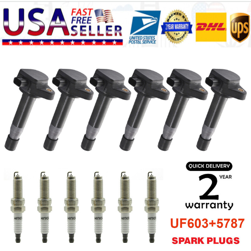 6 Ignition Coils & Spark Plugs for Acura RL TL TSX ZDX Honda Accord Odyssey PACK