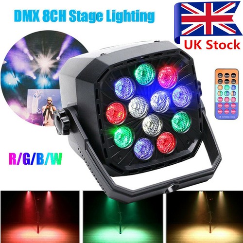 12 LED Par Stage Lighting DMX 8CH RGBW Projector KTV DJ Party Disco Uplights UK