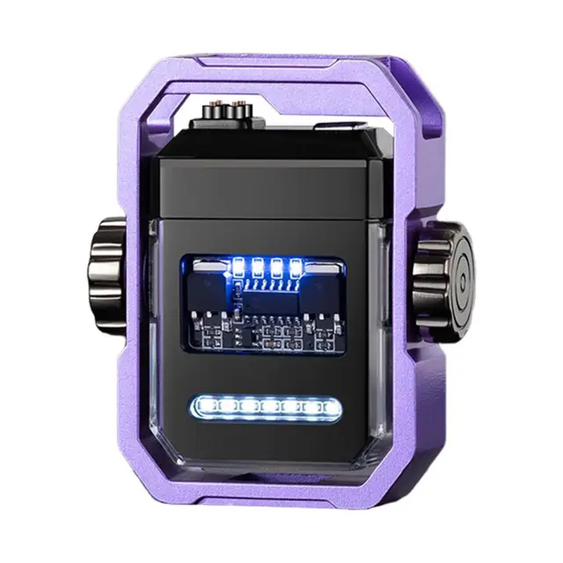 Dual Arc Plasma Windproof Lighter Electric Flashlight Transparent USB Rechargeab