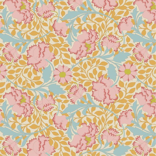 Quilting Patchwork Fabric TILDA Songbird Flora Mustard 50x55cm FQ