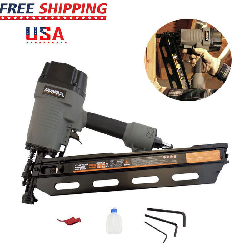 Durable Air Powered Nail Gun Pneumatic 21 Degree 3-1/2