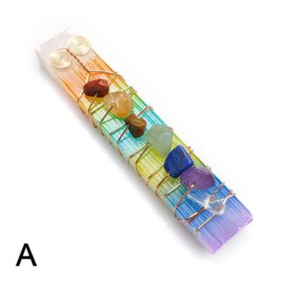 7 Chakra Healing Crystals Stones Wire Wrapped Selenite Wand