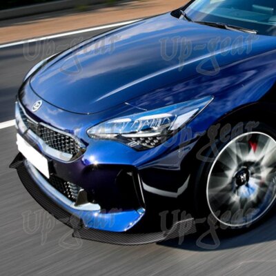 For 18-23 Kia Stinger CK-Style Carbon Look Front Bumper Splitter Spoiler Lip 3PC