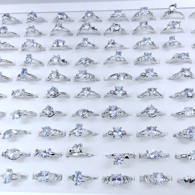 Wholesale Bulk Lot Zircon Rhinestone Rings For Women Wedding Casual Jewelry Gift