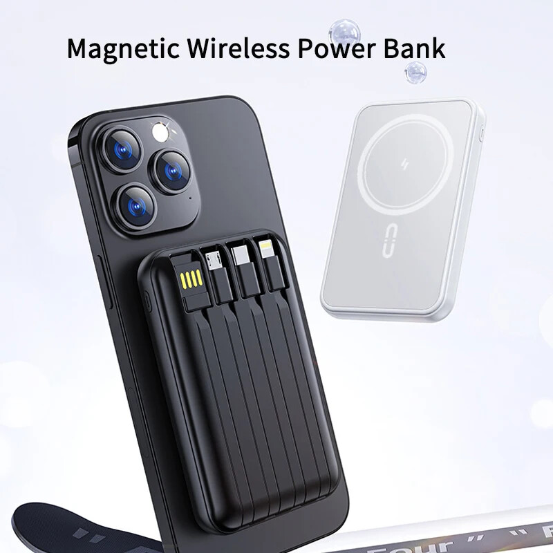 30000mAh Power Bank Magnetic Battery Pack Wireless Charger for iPhone 15/14/13