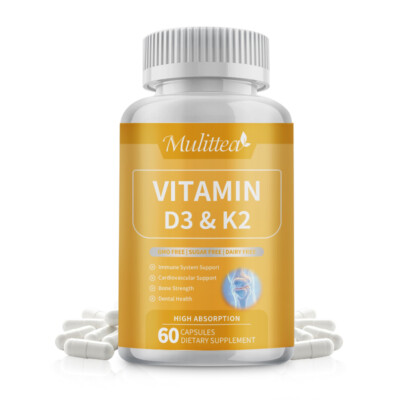 Vitamin D3&K2 Capsule W/5,000 IU Vitamin D3 125mcg Vitamin K2 MK-7 Immune Health