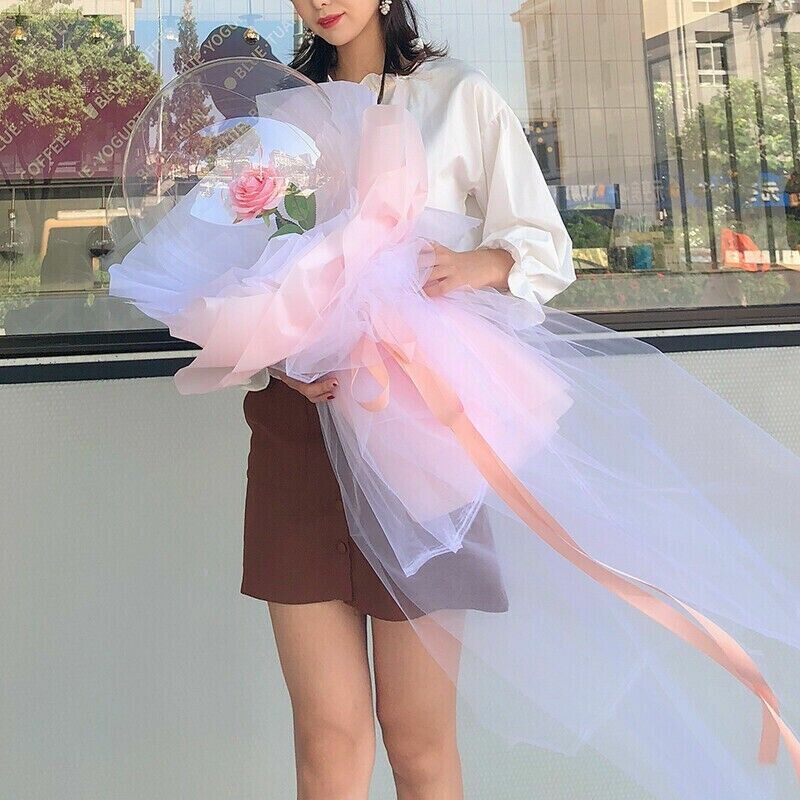 Valentine's Day LED Light Balloon Pink Rose DIY Flower Bouquet