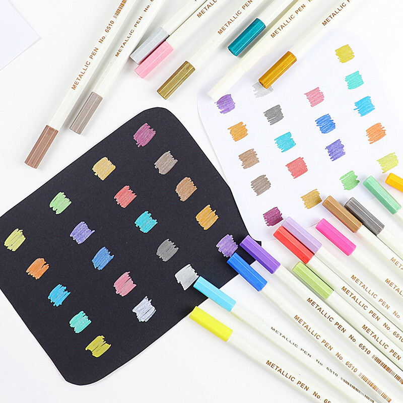 10 Colors Ink Metallic Marker Pens Scrapbook Card Making Stationery Gift School