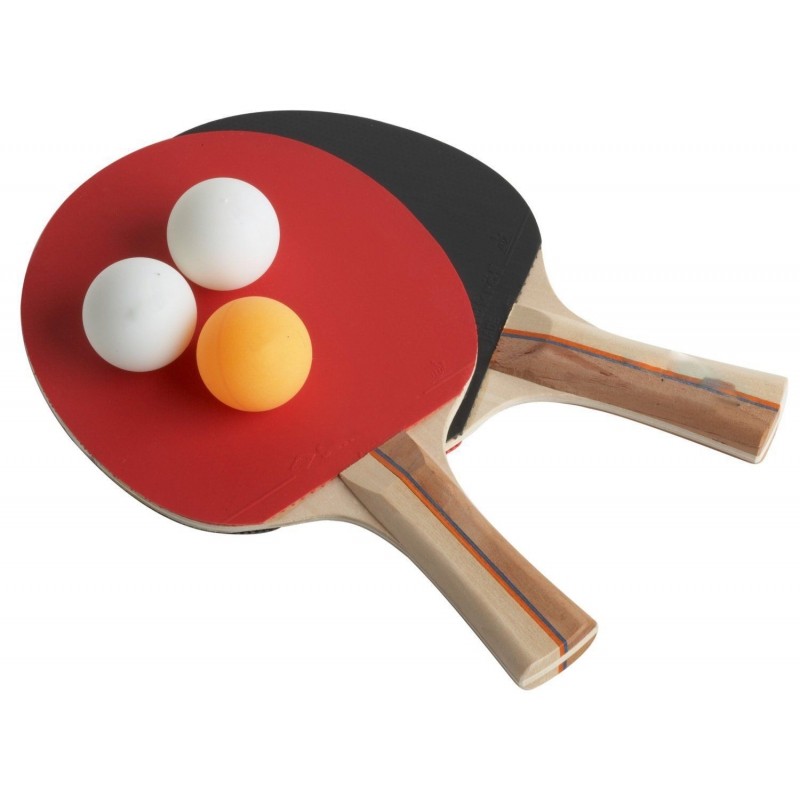 Set Kit 2 Racchette Da Ping Pong + 3 Palline Gioco Tennis Tavolo dfh