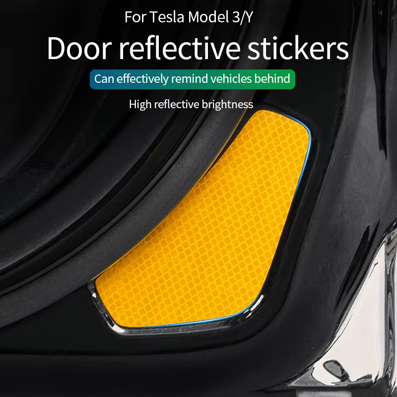 For Tesla Model Y/3 2025 2024-2018 Car door warning sticker Night reflective sti