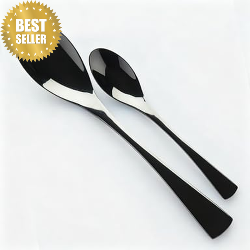 Plating Spoons | Rocher Spoon Set | Black | 2 Pcs of Quenelle Spoons | Culinary