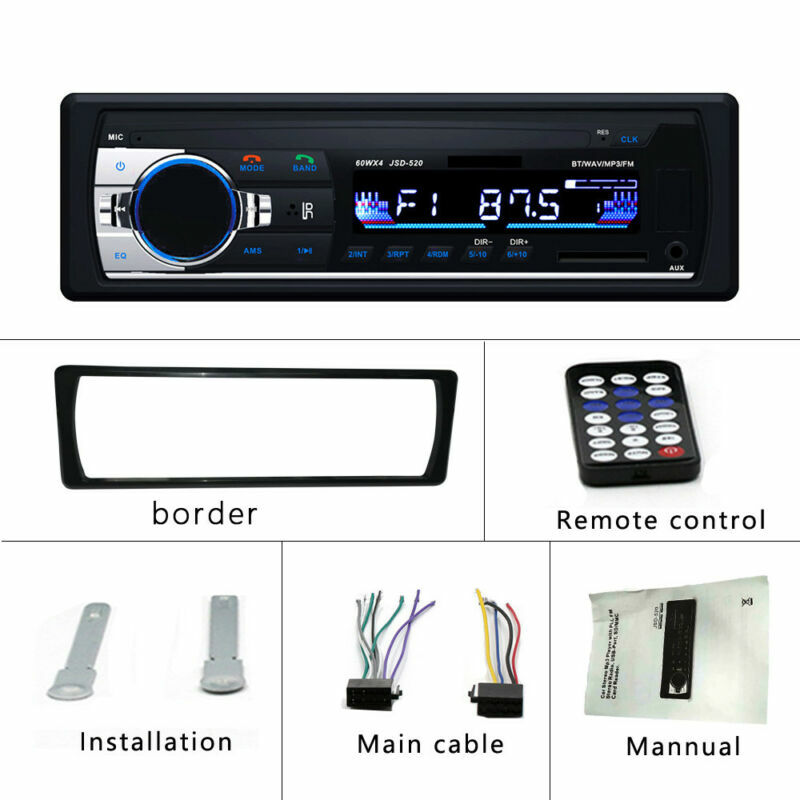 Single 1 DIN Touch Screen Car Stereo Radio Bluetooth FM MP3 Player USB Head Unit