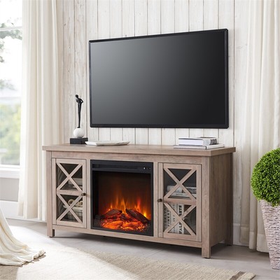 With Log Fireplace Insert In Gray And Oak (tvs Up To 55")