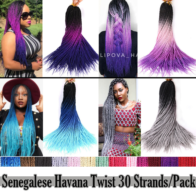 24 Inch Senegalese Twist Havana Braids Hair Extensions Afro Braiding Grey Ombre