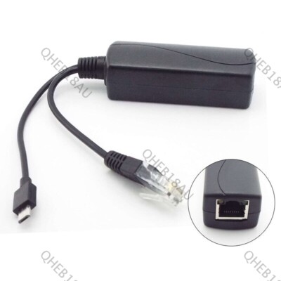 48V to 5V POE Splitter Over Ethernet Adapter Micro USB Plug for Raspberry Pi 25H
