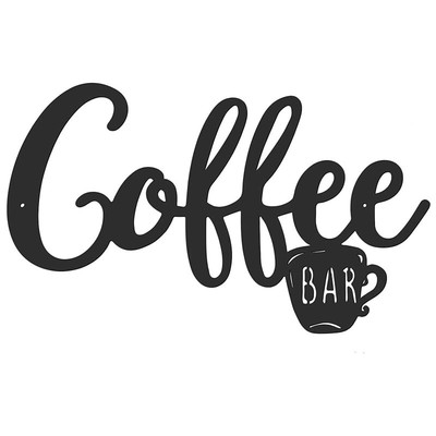 Coffee Word Sign Metal Letter Tea Cup Bar Hanging Kitchen Wall Art Decor 30x18cm