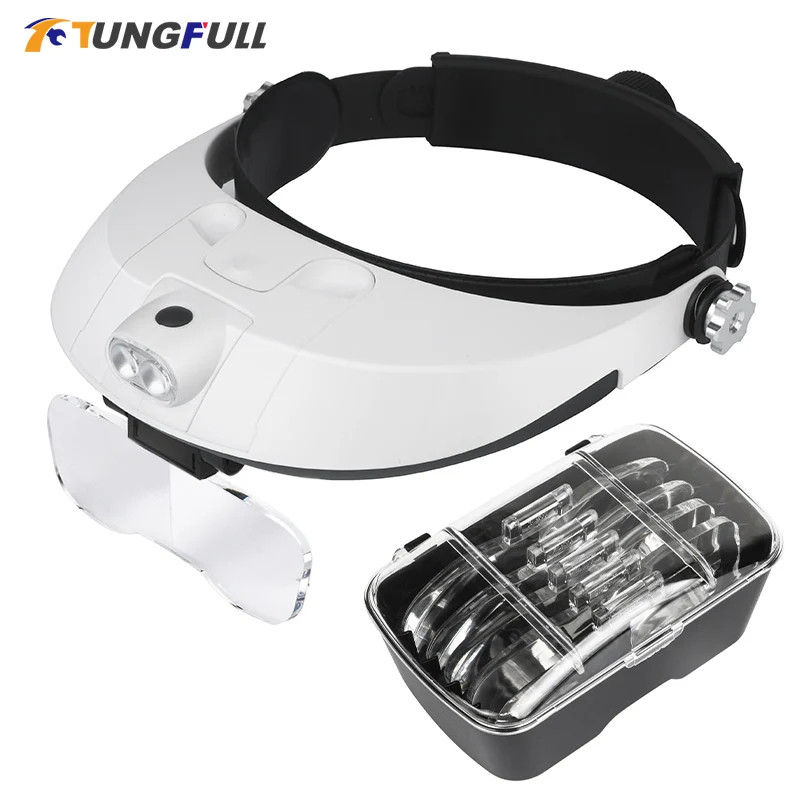 Headband Magnifier Multi-functional Illuminated Magnifier Magnifying Glass 1X 1.