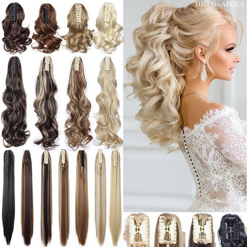 Real Thick Hair Claw On Ponytail Hair Extension Piece Clip In Pony Tail as Human