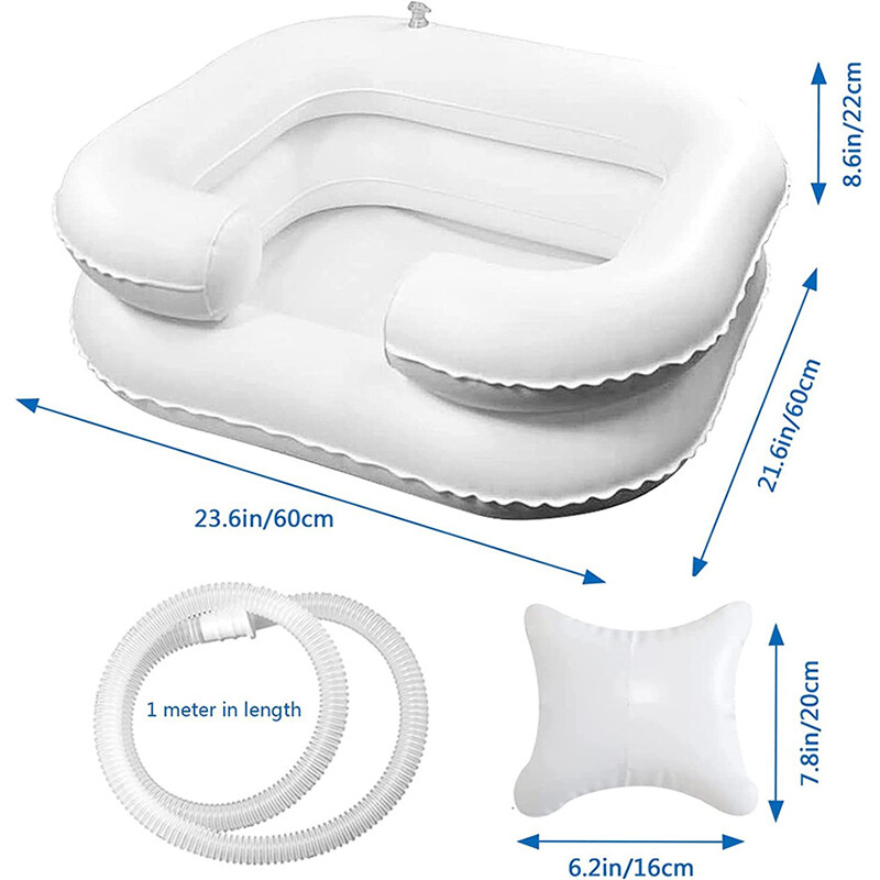 Foldable Inflatable Portable Basin Sink Hair Washing Aids in Bed Travel Indoor