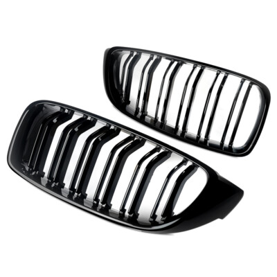 Pair Front Kidney Grille For BMW M4 F32 F33 F36 F82 F83 2014-2020 Glossy Black