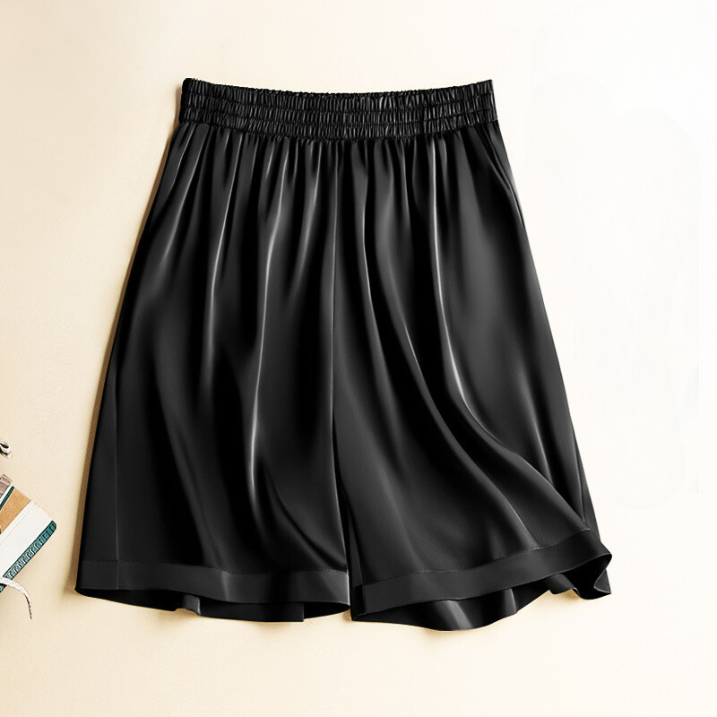 Women Satin Shorts Pants Sleepwear Elastic Waist Loungewear Casual Sports Indoor