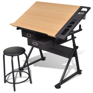 Tilt Art Drawing Drafting Table w 2 Drawers & Stool brand new | Desks