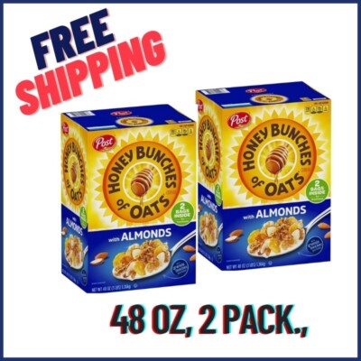 2 PACK Post Honey Bunches of Oats with Crispy Almonds 48 Oz. Each  Free Shipping