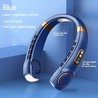 Xiaomi  Portable Neck Fan USB Handheld Mute LED Digital Display Leafless Mini El