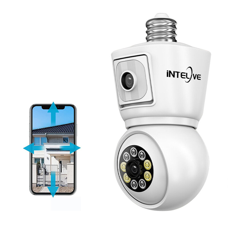 Dual Lens 1080P Light Bulb Camera WiFi Wireless Home Security IR Night Vision